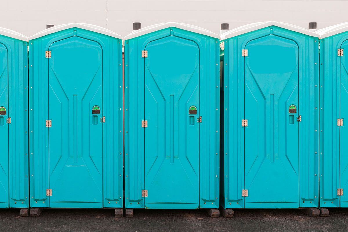 Industrial portable restroom units at a plant in Ruston, Louisiana