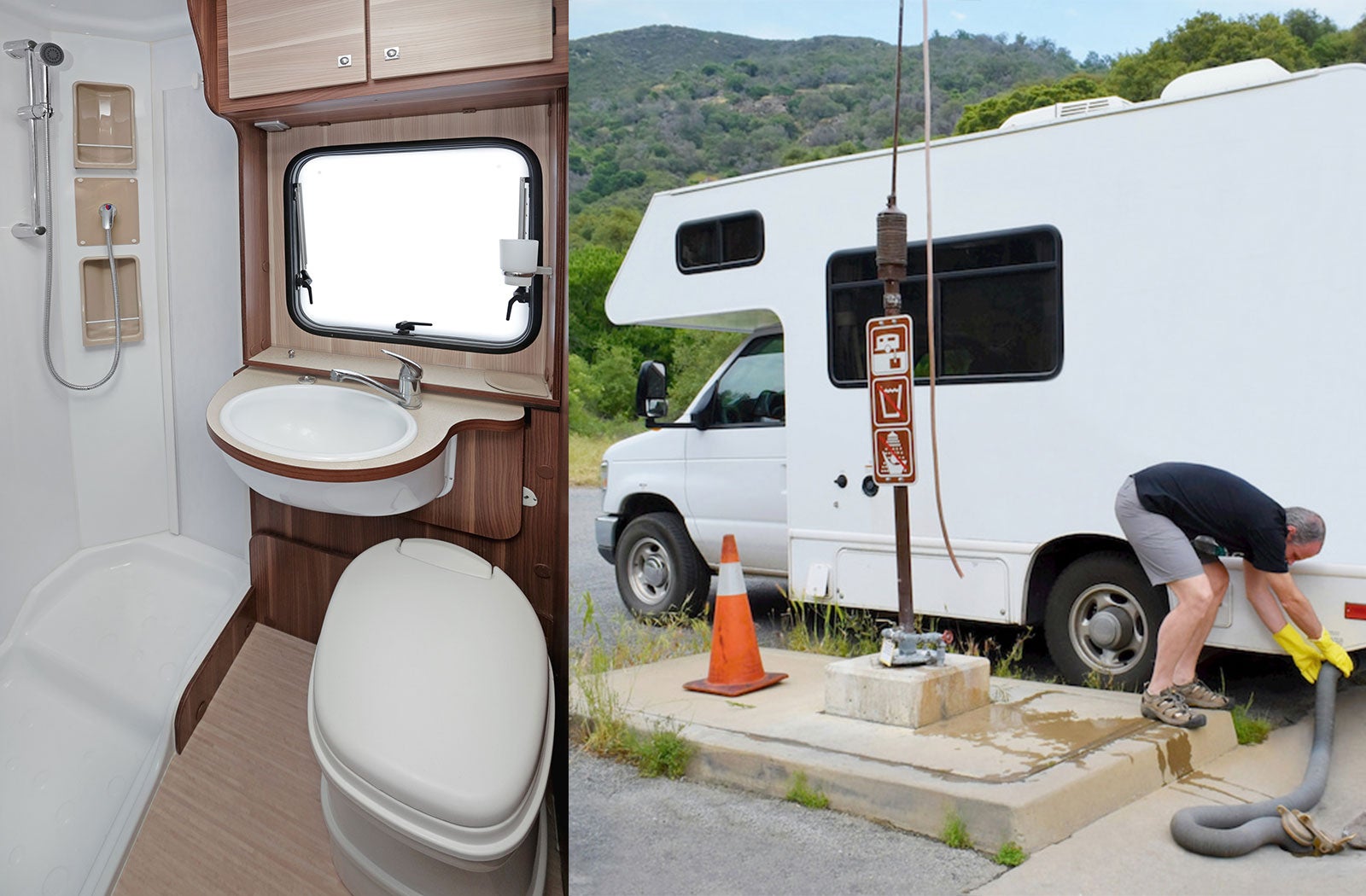 Portable RV/camper toilet and holding tank setup in Ruston, Louisiana